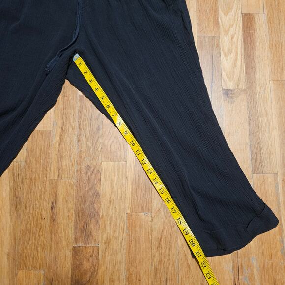Old Navy Pants Womens XL Black Crinkle Cotton Cropped Drawstring Waist Pockets - Picture 9 of 11